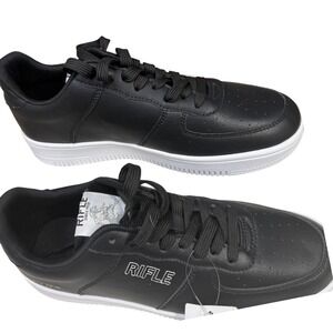 Rifle Mens Low Top Sneakers Black Faux Leather Platform Shoes no box no tag